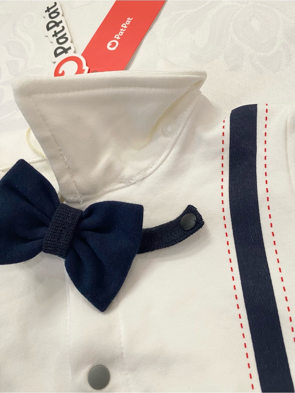 Baby Boys Gender Neutral Long Sleeve Button Bow Tie Romper Jumpsuit, Size 9-12M - Picture 14 of 16
